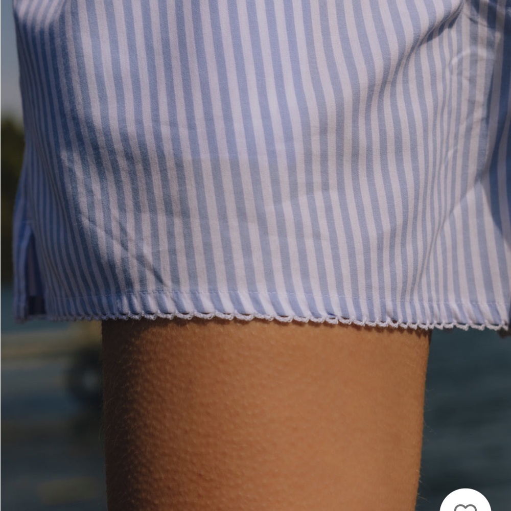Daily Drills Pointelle Layered Poplin Resort Shorts- Mist and White Stripes XS/S